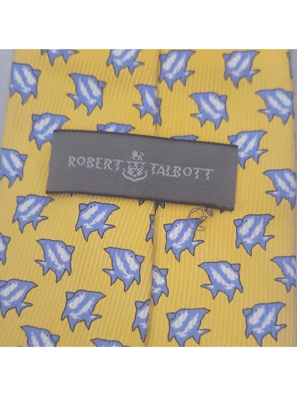 Robert Talbott Men's Yellow/Blue/White Geometric Woven Necktie Tie